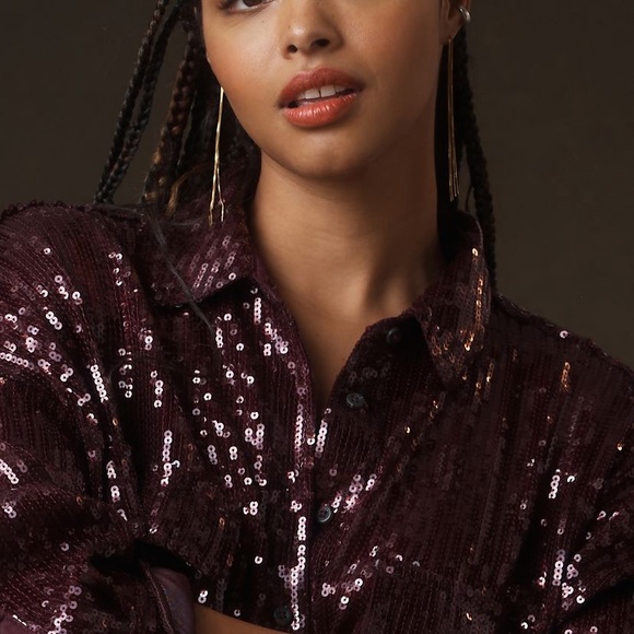 Anthropologie Pilcro Sequin Buttondown Shirt NWOT XS - Picture 7 of 8